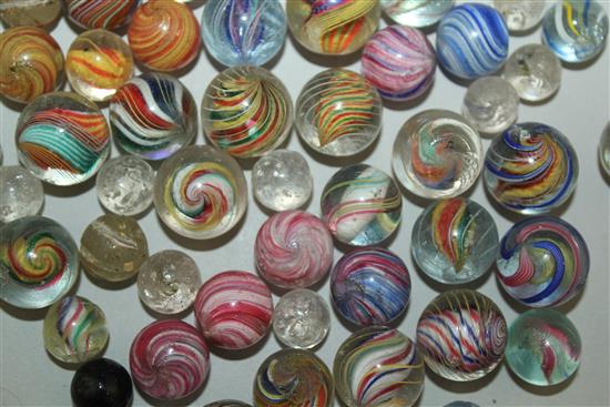 A collection of various Victorian marbles, largest 0.75in.